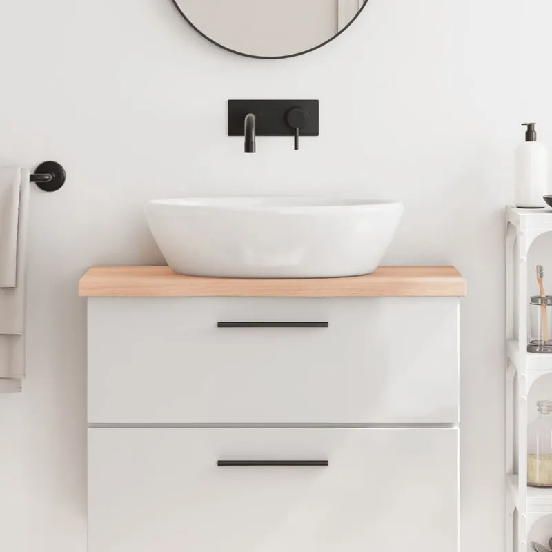 Comptoir de salle de bain 80x30x(2-4) cm bois massif non traité