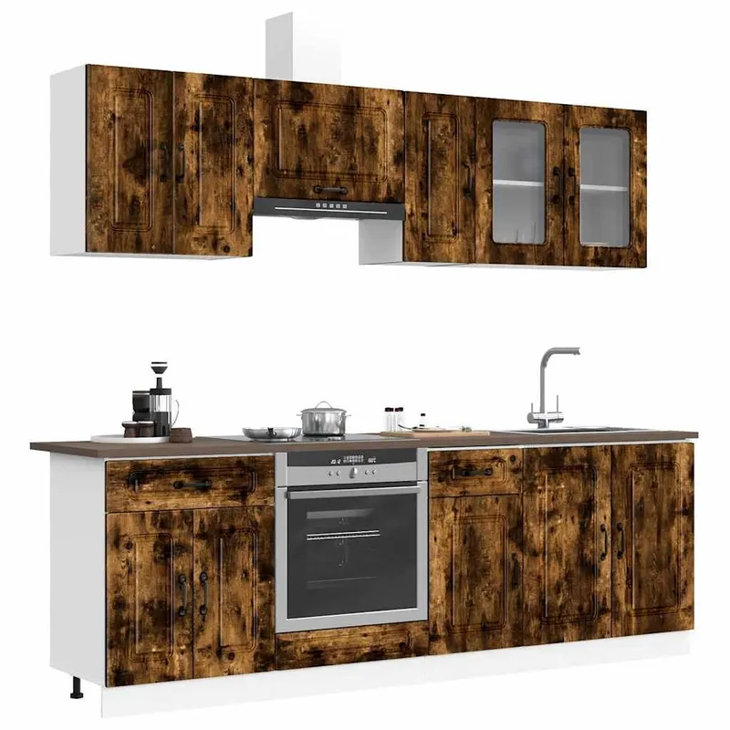 8-tlg. Küchenschrank-Set Kalmar Räuchereiche derivato del legno