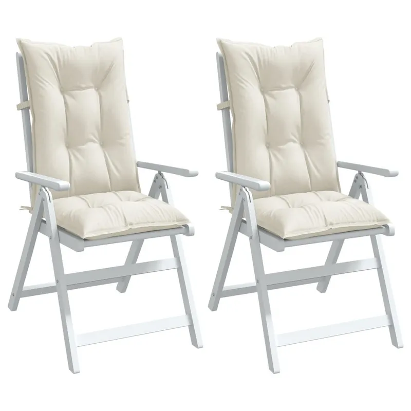 Coussins de chaise à dossier haut lot de 2 crème mélangé tissu