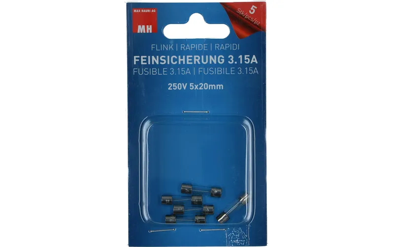 Max Hauri Schmelzsicherung 5 x 20 mm Flink 3.15 A, 5 Stück