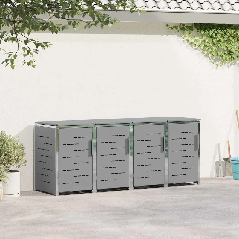 Stockage de bac à déchets for 4 Bins 240L Acier inoxydable Gris