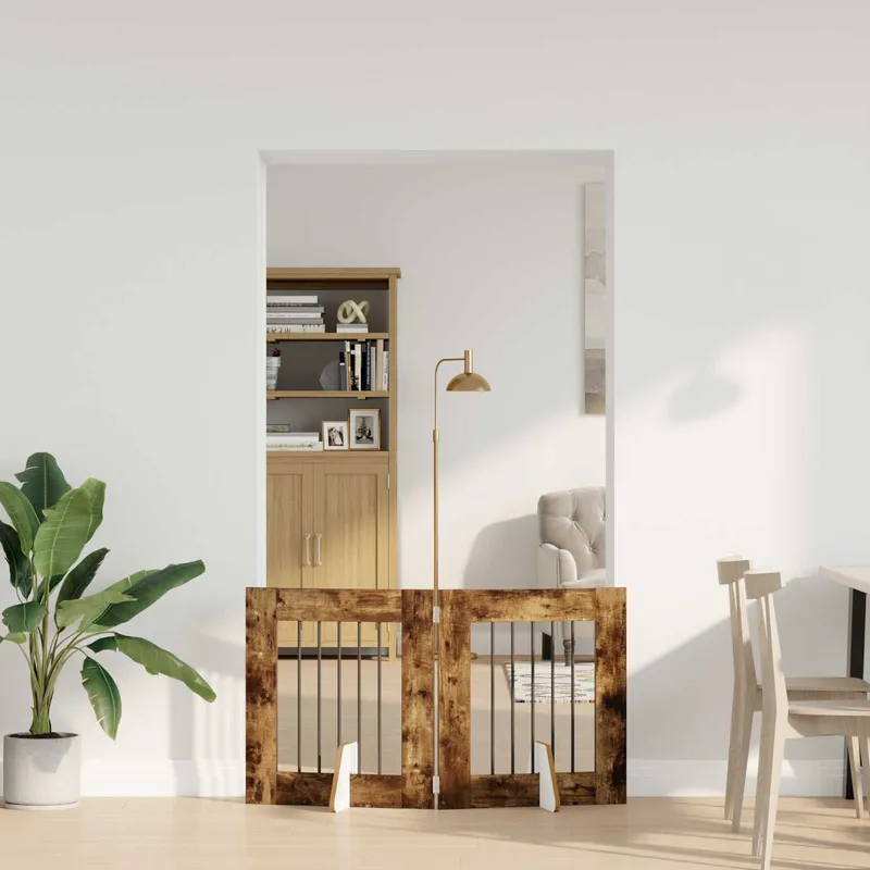 Klappbares Hundetor con Ständern 2 pz. rovere affumicato 120,5 cm