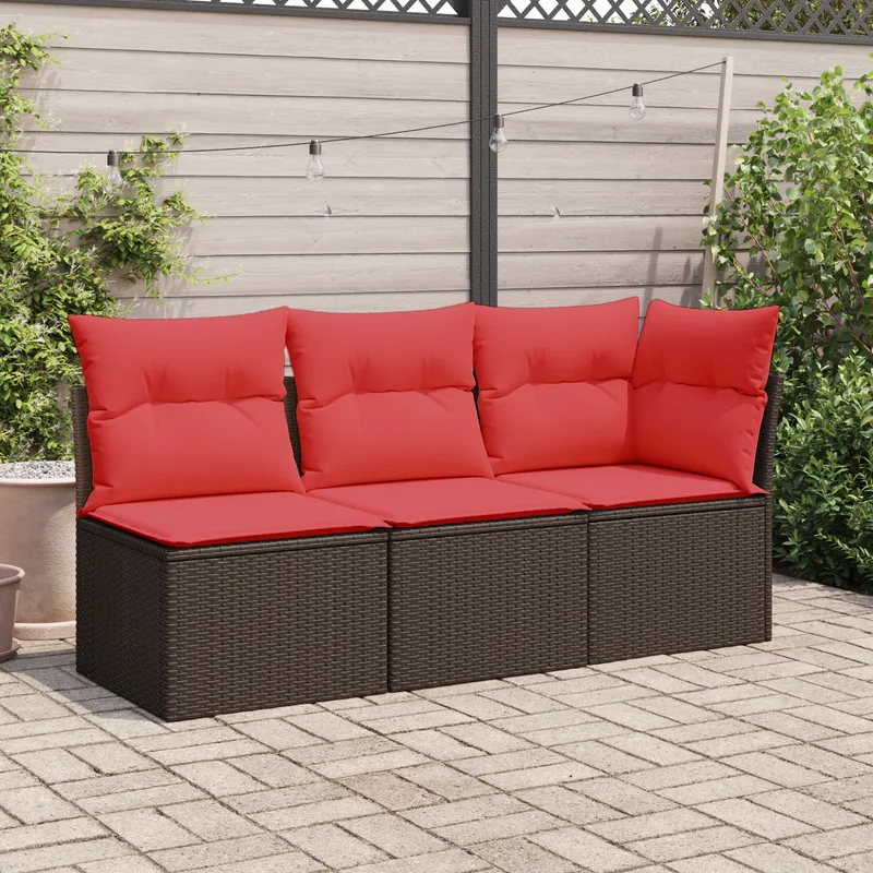 Garten-Sofa | mit Kissen Braun 62 x 62 x 69 cm Poly Rattan