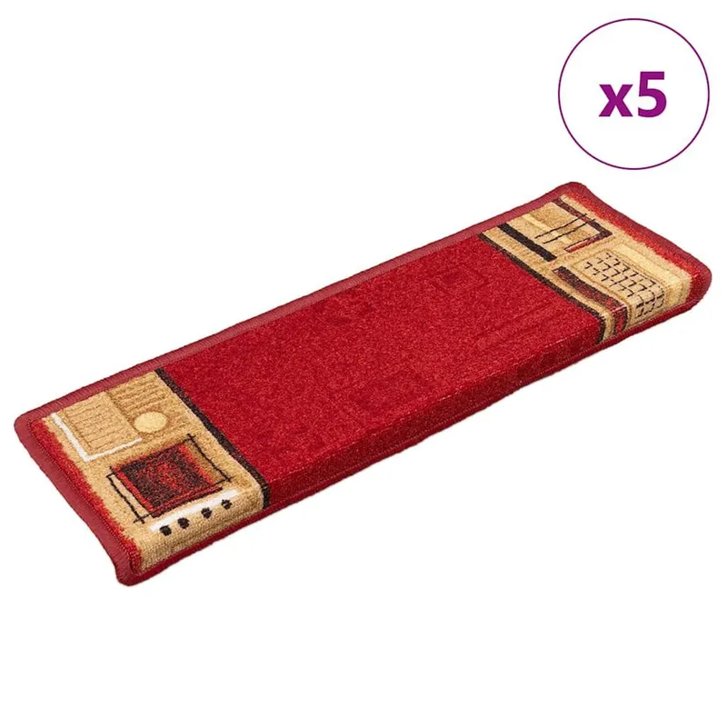 Stufenmatten Selbstklebend 5 Stk. 65x21x4 cm rosso