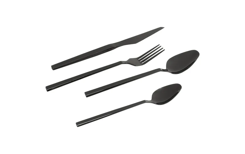 Kare Besteck-Set Adella, 16-teilig, Shiny nero