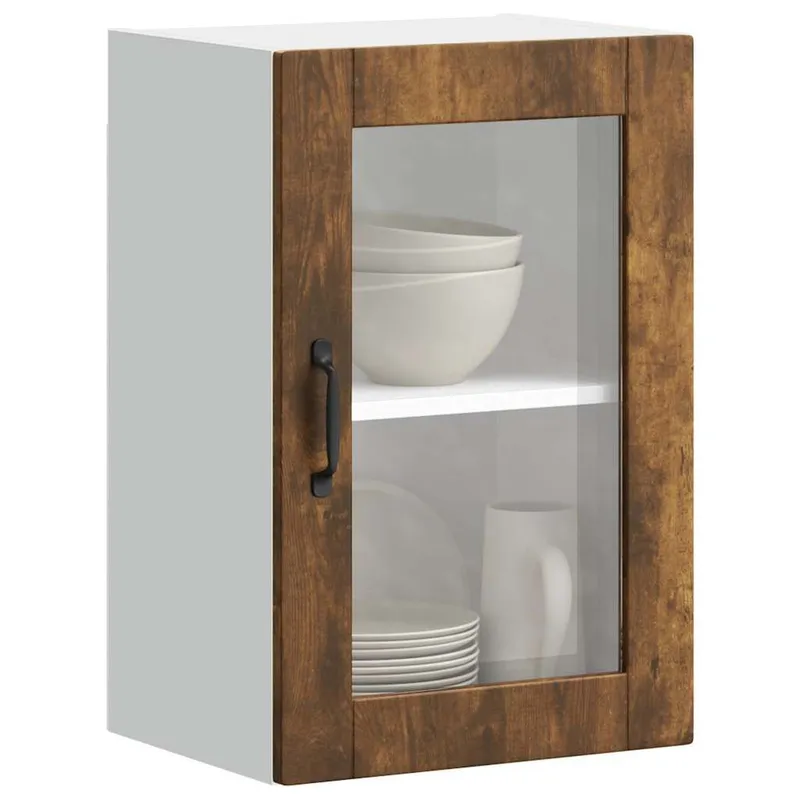 Küchen-Hängeschrank mit Glastür Porto Räuchereiche