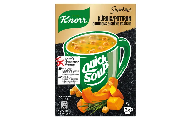 Knorr Quick Soup Kürbis, Croûtons et Crème Fraiche 3 Portionen