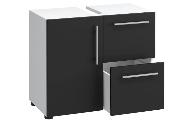 VCM Waschbeckenunterschrank Flandu 61 x 51 cm, Weiss/Schwarz
