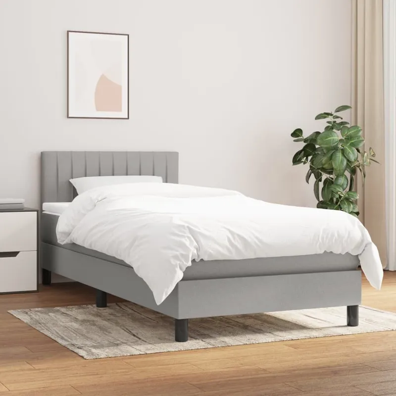 letto boxspring mit Matratze Hellgrau 90x200 cm tessuto