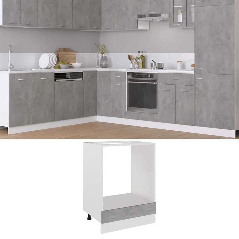 Herdumbauschrank Lyon Betongrau 60x46x81,5 cm Holzwerkstoff