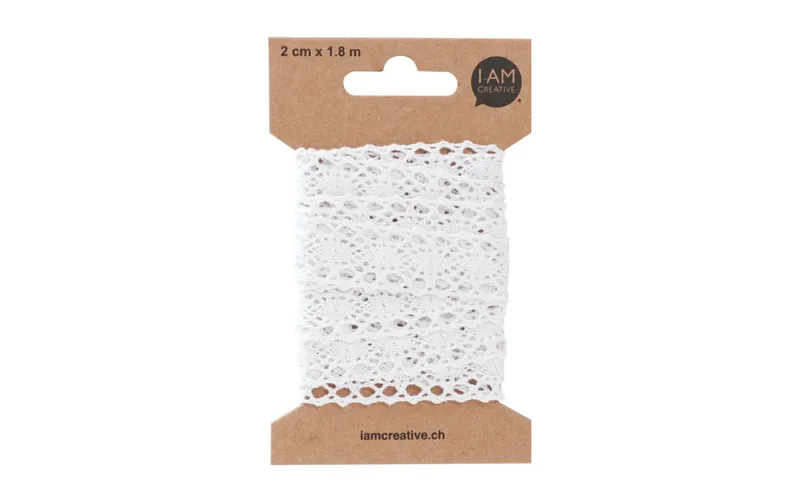I AM CREATIVE Spitzenband 2 cm x 1.8 m white, 1 pieces