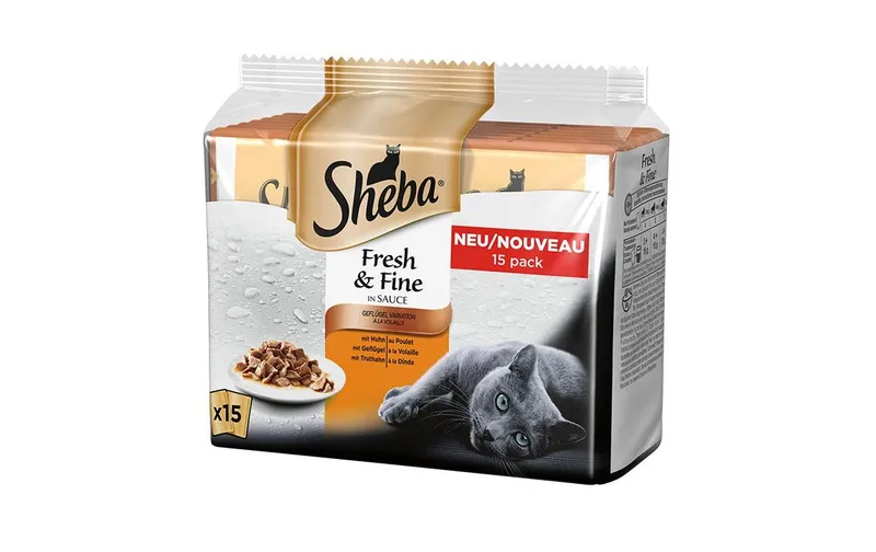Sheba Nassfutter Fresh & Fine in Sauce Geflügel, 15 x 50 g