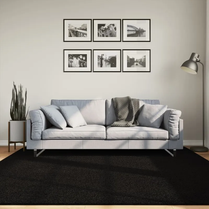 Teppich HUARTE Kurzflor Weich e Waschbar nero 200x200 cm