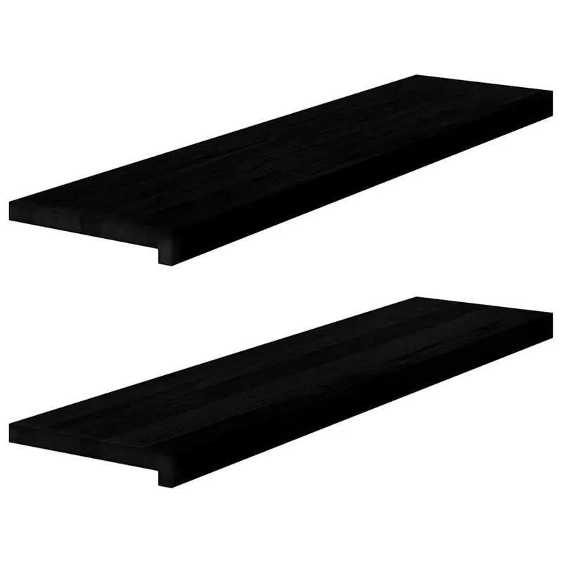 Appuis de fenêtre 2 pcs brun-noir bois de chêne massif