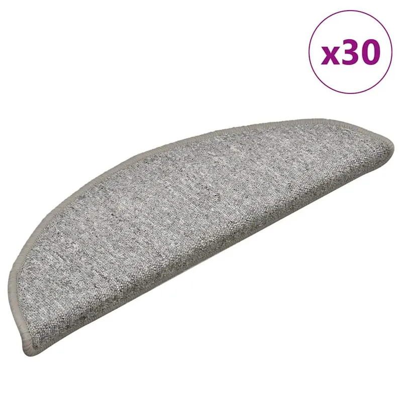 Tapis d'escalier 30 pièces 56 x 17 x 3 cm Gris clair Demi-rond