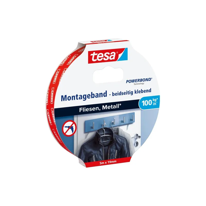 tesa Powerbond 19 mm x 5 m, bianco