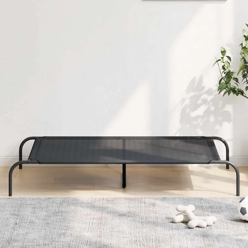 Hundebett Erhöht Schwarz 130x80x20 cm Textilene und Stahl