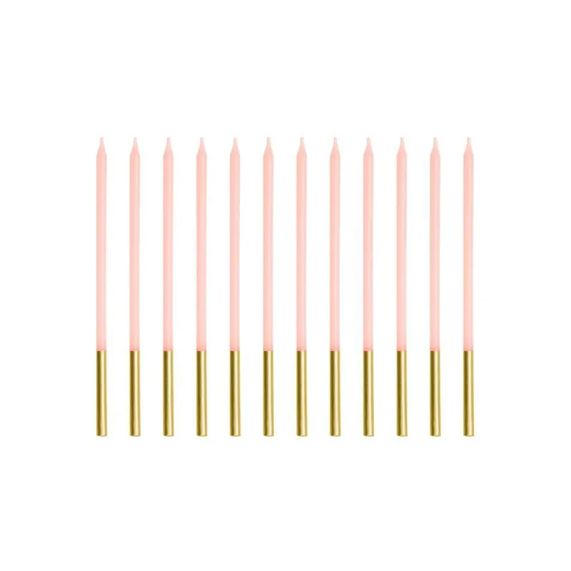 Partydeco Kerze Rosa, 14 cm, 12 pieces