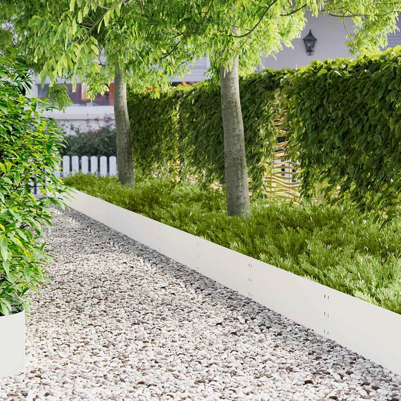 Bordure de Pelouse 30 pc 100 x 30 cm Acier Blanc