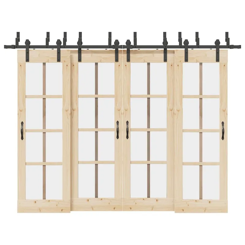 Schiebetürbeschlag-Set 305 cm Stahl Schwarz