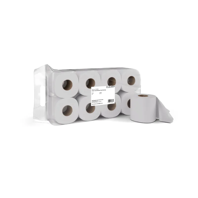 Clear+ by CWS Toilettenpapier Rollen, 2-lagig, Hellgrau