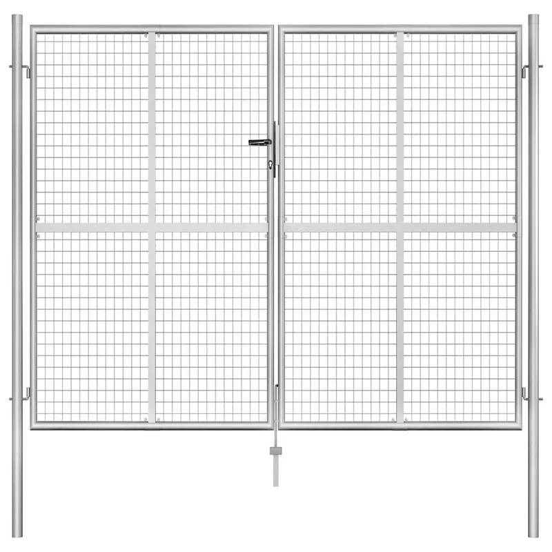 Gartentor verzinkter Stahl 306x200 cm Silber