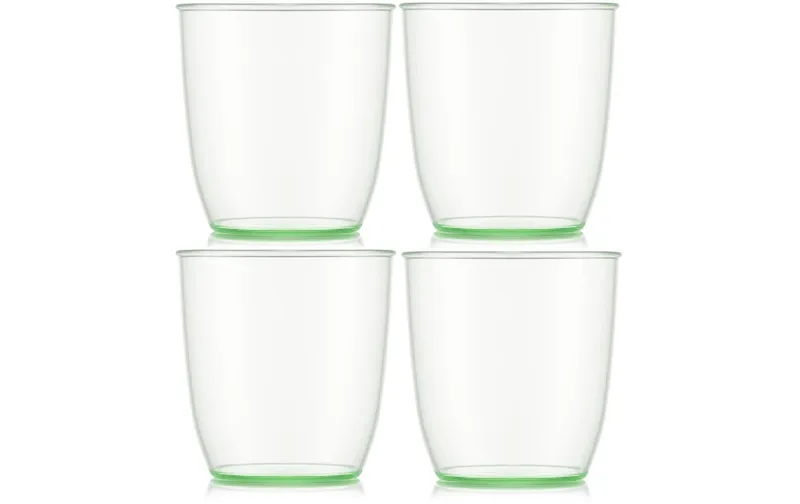 Bodum Outdoor-Becher Kvadrant 350 ml, Grün, 4 Stück