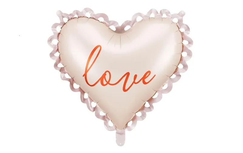 Partydeco Folienballon Herz, Perlweiss, 50 x 47 cm, 1 pieces