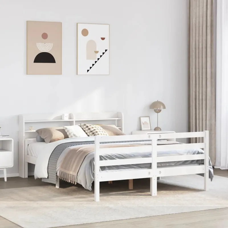 Bettgestell mit Kopfteil ohne Matratze Weiß 140x200 cm
