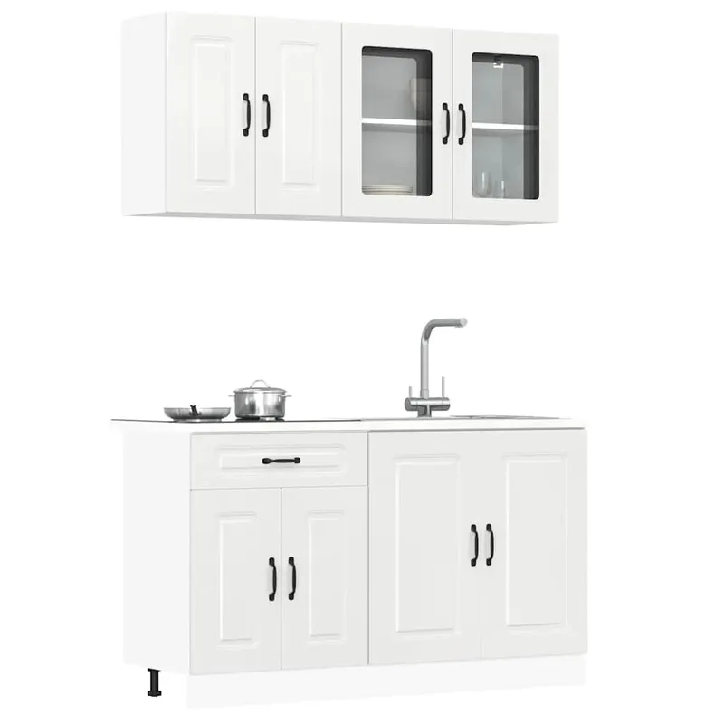 4-tlg. Küchenschrank-Set Kalmar Hochglanz-white engineered wood