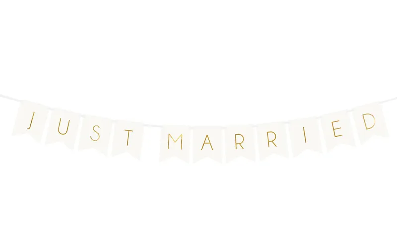 Partydeco Girlande Just Married 15 x 155 cm, white/Gold