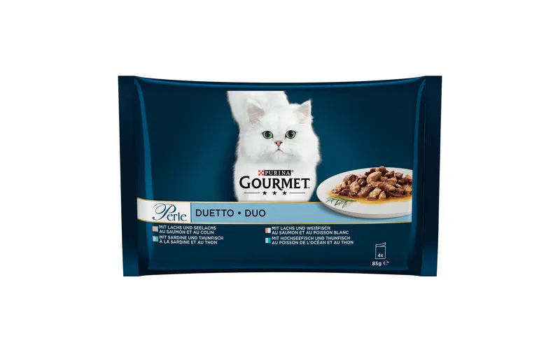 Purina Gourmet Nassfutter Gourmet Perle Lachs & Seelachs, 4 x 85 g