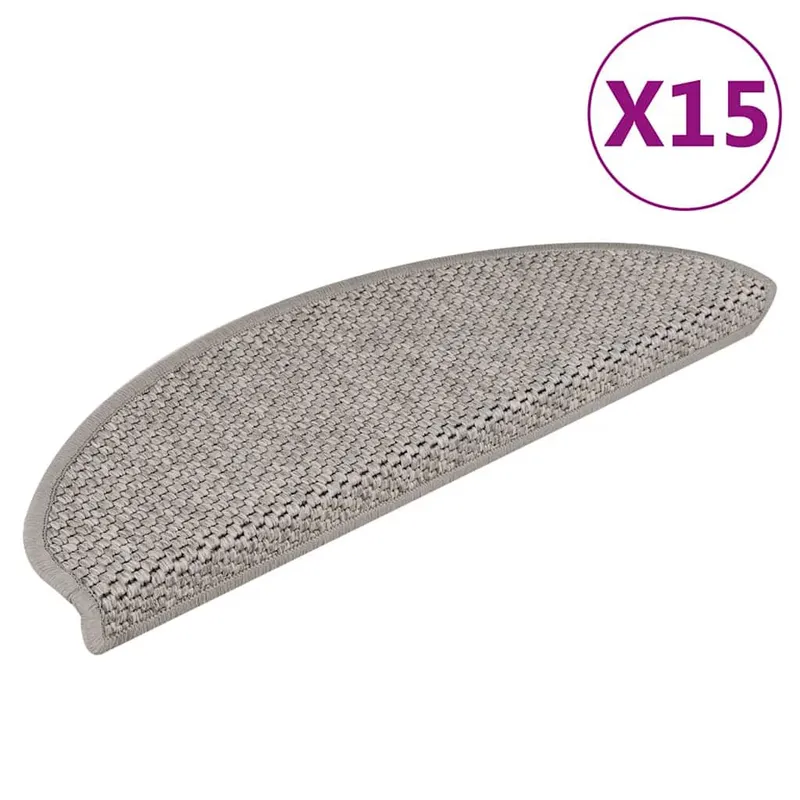Treppenmatten Selbstklebend Sisal-Look 15 Stk. 65x21x4 Silbern