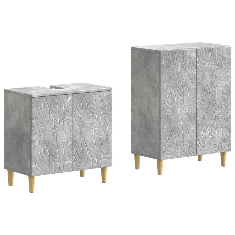 2-teiliges Badezimmer Schrank Set DELFT Betongrau engineered wood