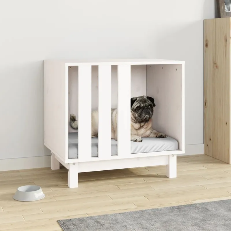 Niche pour chien Blanc 60x45x57 cm Bois de pin massif