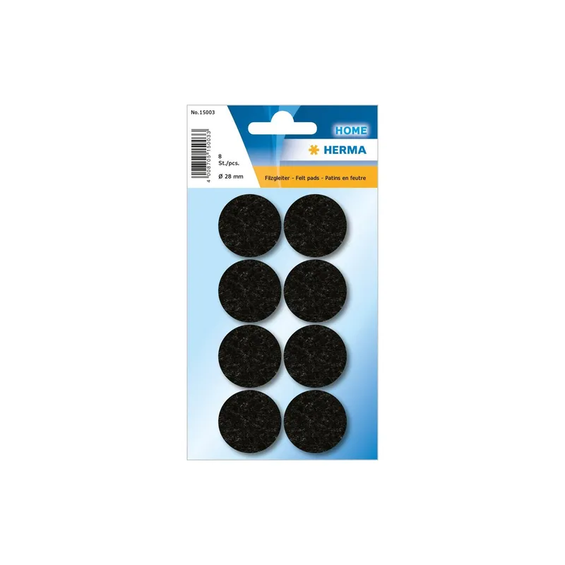 Herma Stickers Filzgleiter Ø 28 mm, noir, 8 pièces