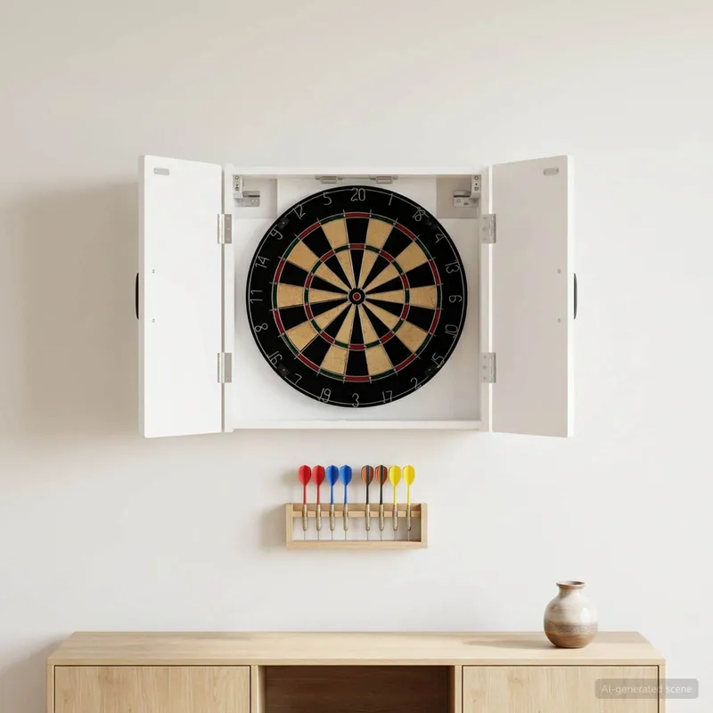 Dartboard Schrank HOORN Hochglanz Weiß 52,5 x 10,5 x 53,5 cm