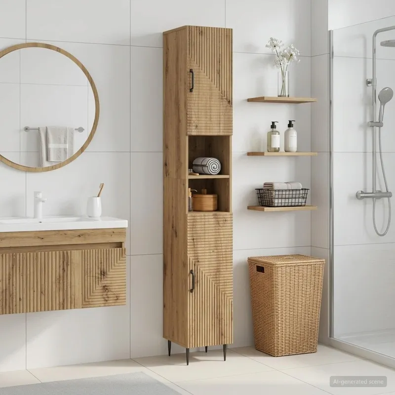 Badezimmerschrank con offenem scaffale HAARLEM Artisan-rovere
