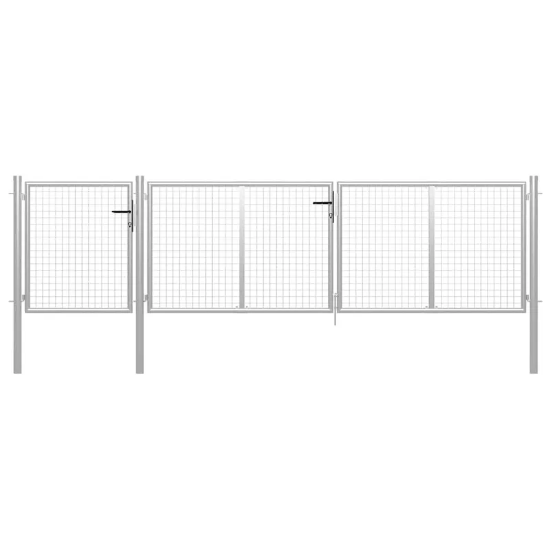 Gartentor in acciaio 400 x 75 cm argento