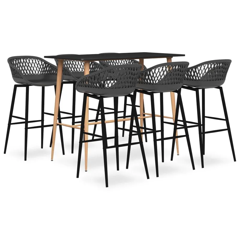 7 pz. Bar-Set nero e grigio