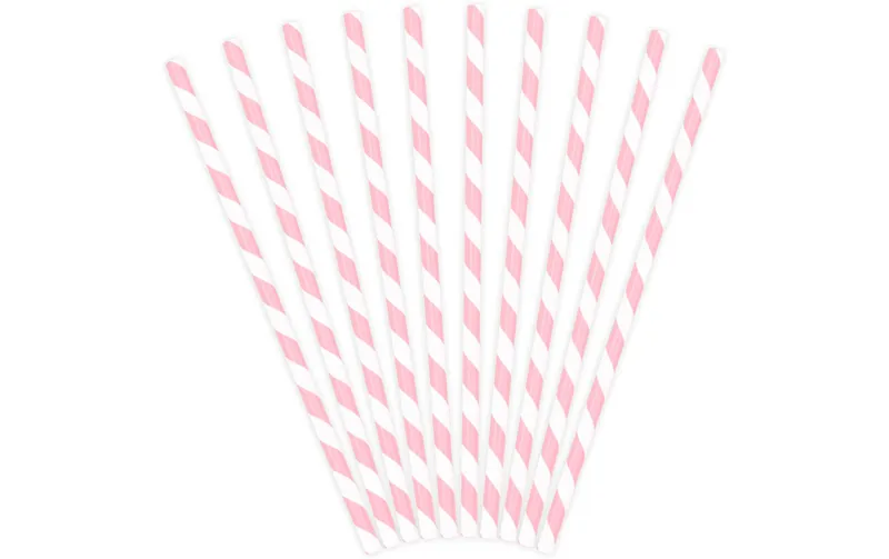Partydeco Strohhalm 19.5 cm, 10 pièces, blanc/Rosa