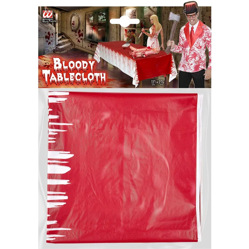Blutverschmierte Tischdecke