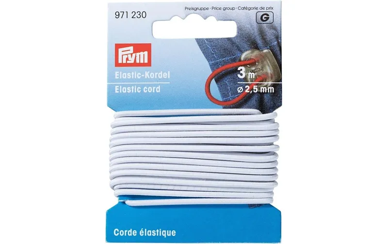 Prym Elastikband Kordel 2.5 mm, blanc
