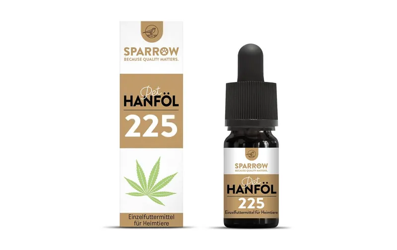 Sparrow Integratore alimentare per cani Olio di canapa 225 con CBD, 10 ml