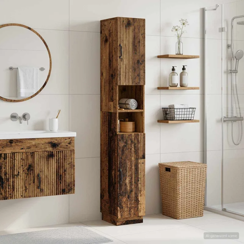 Badezimmerschrank con offenem scaffale HOORN legno antico