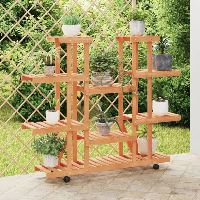 Support à fleurs avec roues 110x25x115 cm bois massif de sapin