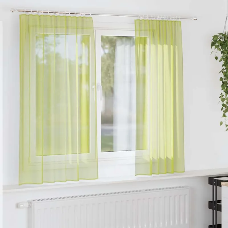 Voile Vorhänge mit Stangentaschen 2 Stk. Apfelgrün