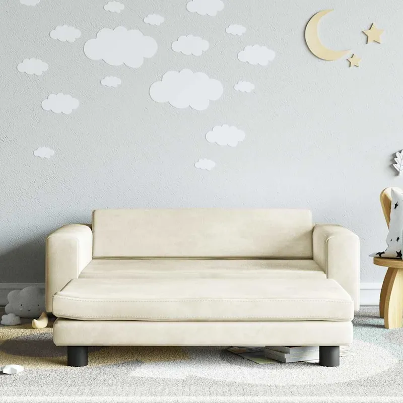 bambinidivano con Hocker crema 100x50x30 cm velluto