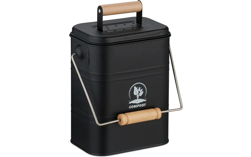 relaxdays Komposteimer 3.5 l, Hellbraun/Schwarz