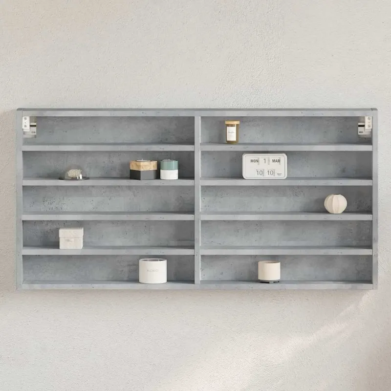Vitrinenschrank Betongrau 100x8,5x50 cm engineered wood